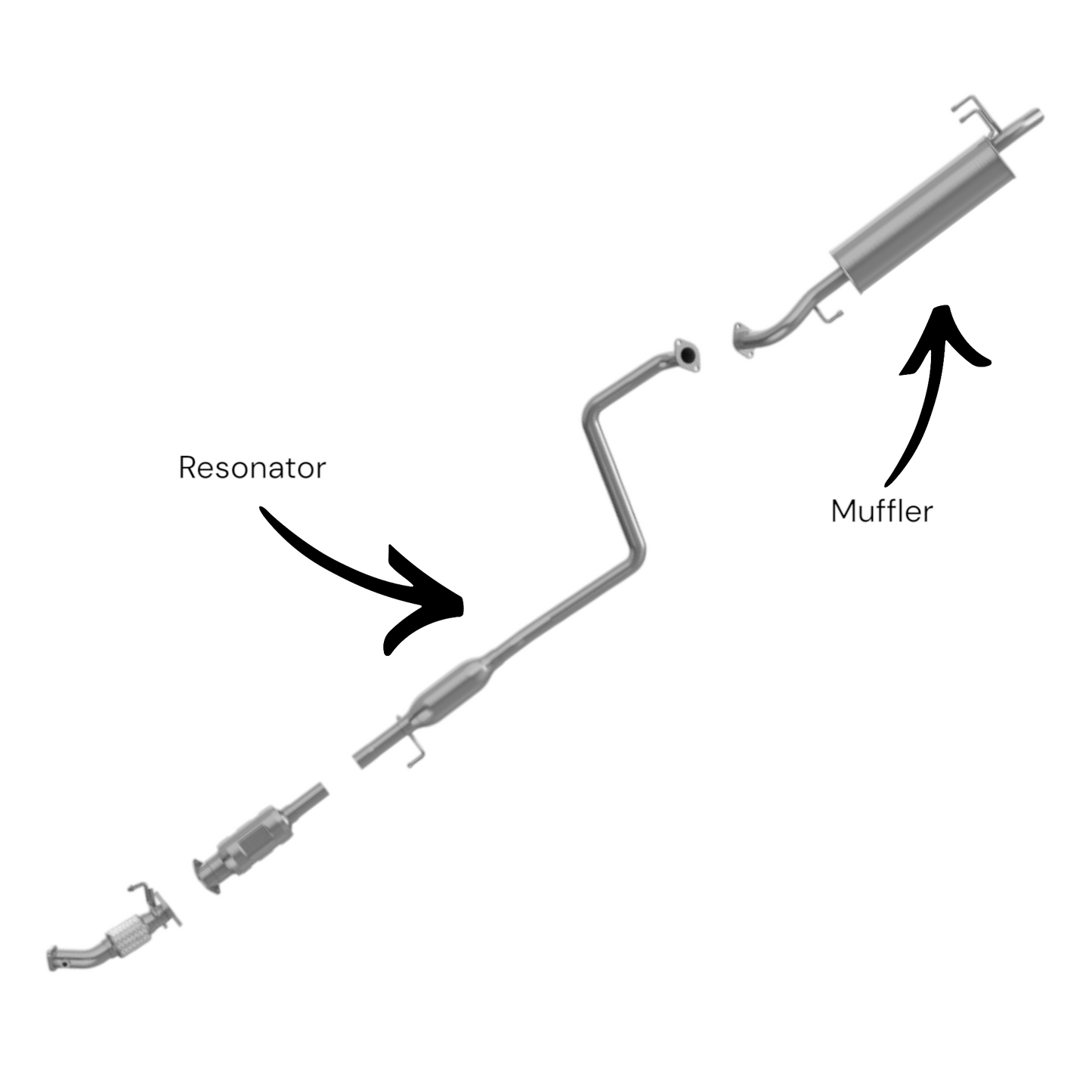 Hyundai Elantra 2.0L (2017-2019) Resonator pipe with Muffler