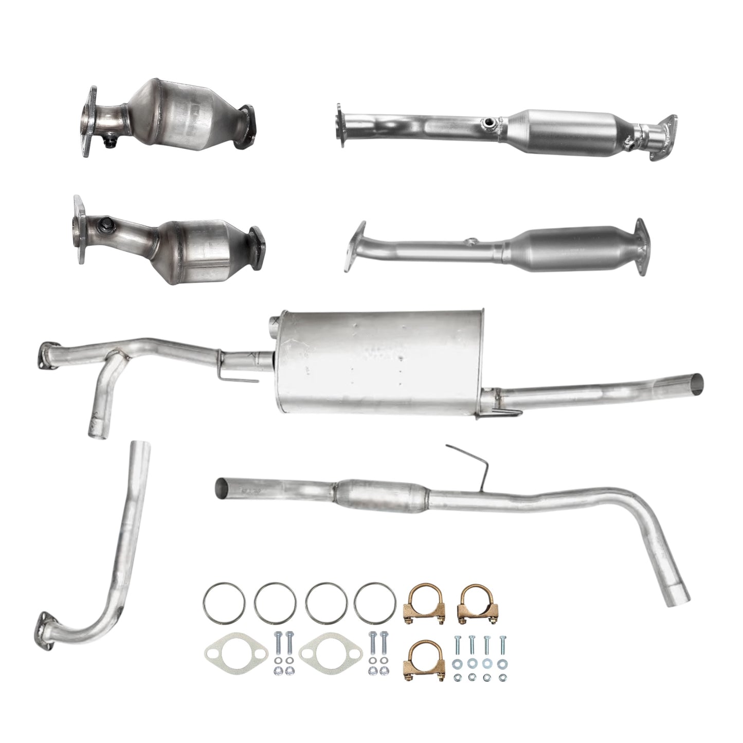Suzuki Equator 4.0L (125.9in Wheelbase) (2009-2012) Catalytic Converters (Set of Four), Pipe,  Muffler and Resonator