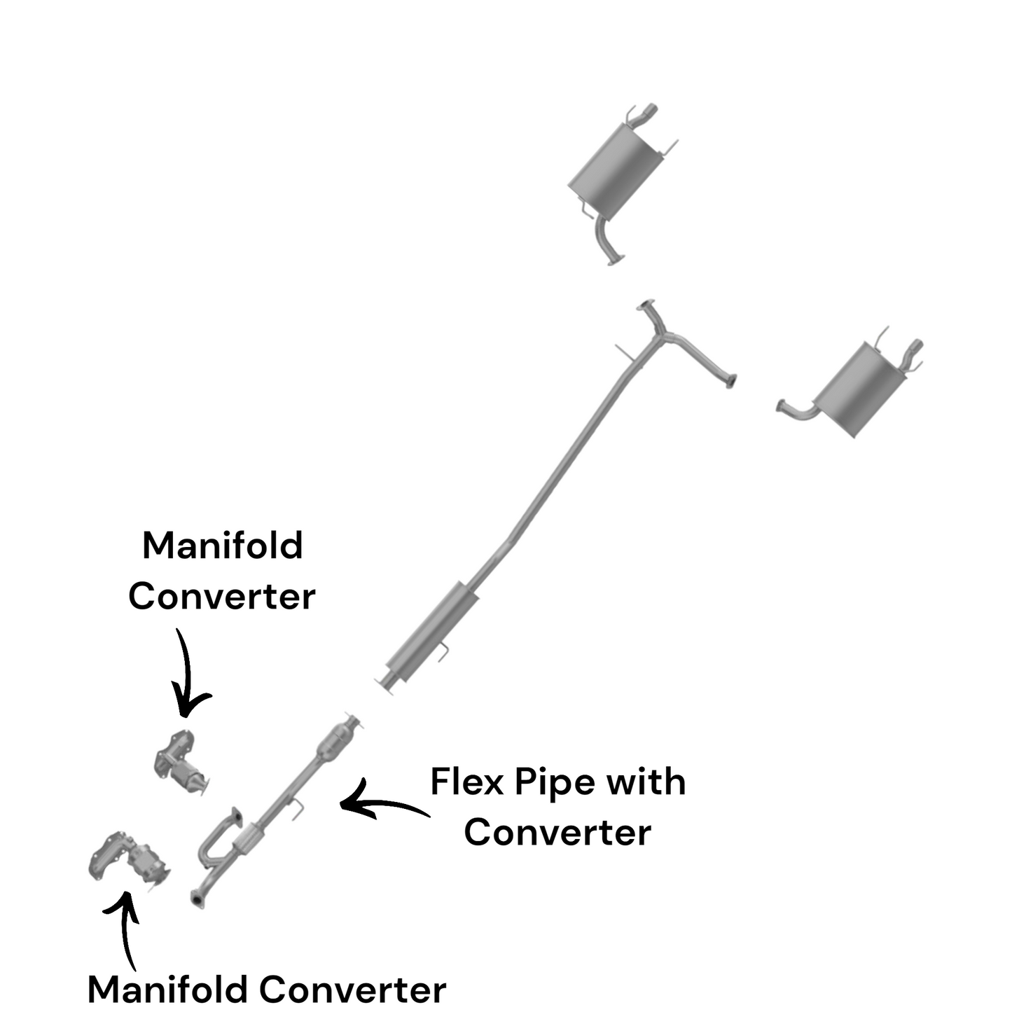 Lexus ES350 3.5L (2007-2018) Manifold Converters and Flex Pipe with Converter