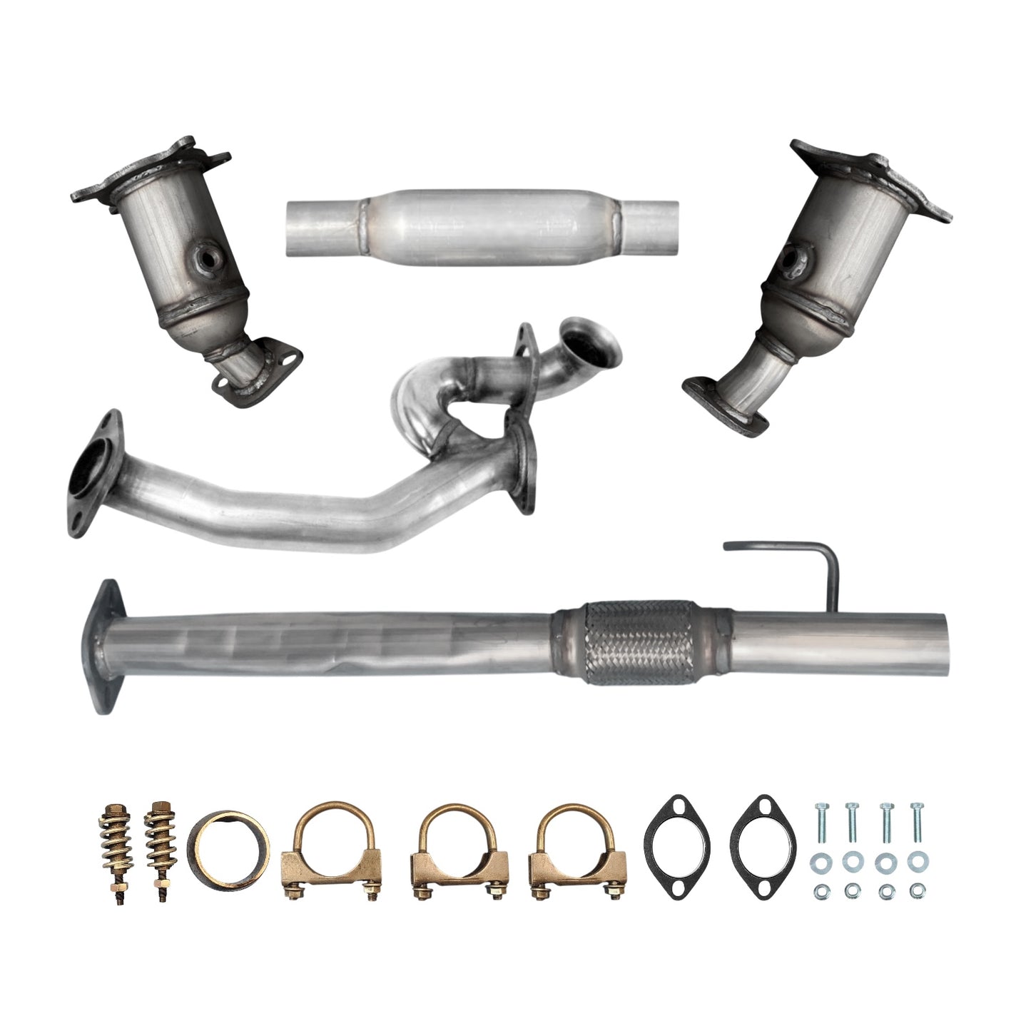 Lincoln MKX 3.5L (2007-2010) Front & Rear Catalytic Converters, Y-Pipe, Flex Pipe and Resonator (Without Pipe)