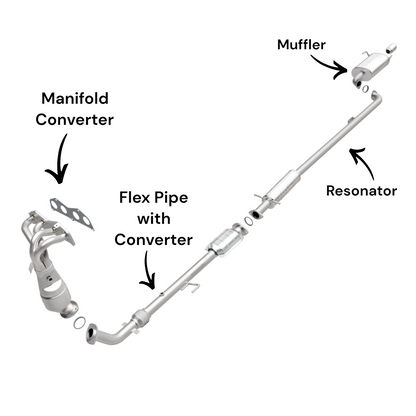 Toyota Camry 2.4L (2007-2009) (Non-Hybrid) (California Emissions Only) (SULEV Only) Manifold Converter, Flex Pipe with Converter, Resonator and Muffler