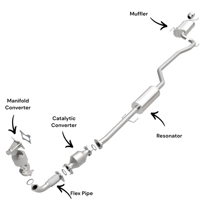 Honda Accord 2.4L (2008-2012) (4-Door Automatic Trans) Manifold Converter, Flex Pipe, Catalytic Converter, Resonator and Muffler