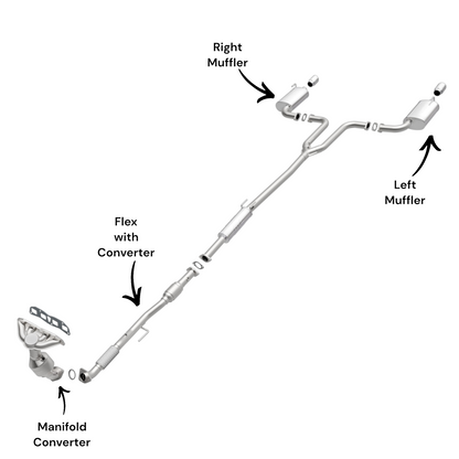 Nissan Altima 2.5L (2007-2009) (Sedan) Manifold Converter, Flex with converter and both side muffler