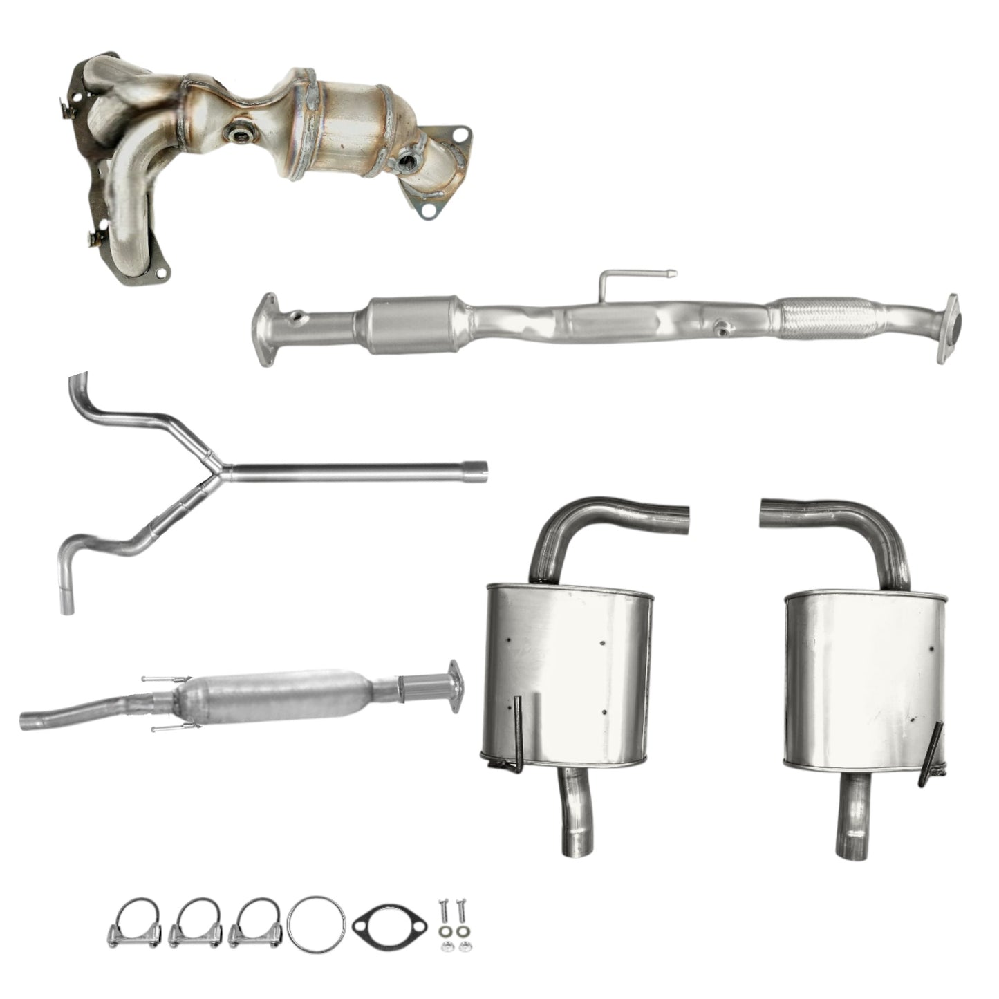 Nissan Altima 2.5L (2009-2012) (Sedan) (Gas) Manifold Converter, Converter with Flex pipe, Resonator with y pipe and Muffler