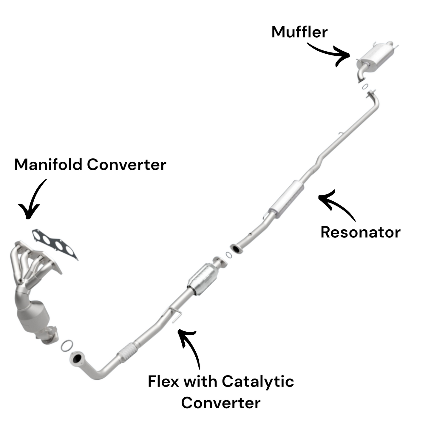 Toyota Camry 2.5L (2010-2011) (ULEV Emissions Only) Manifold Converter, Flex Pipe with Converter, Resonator and Muffler