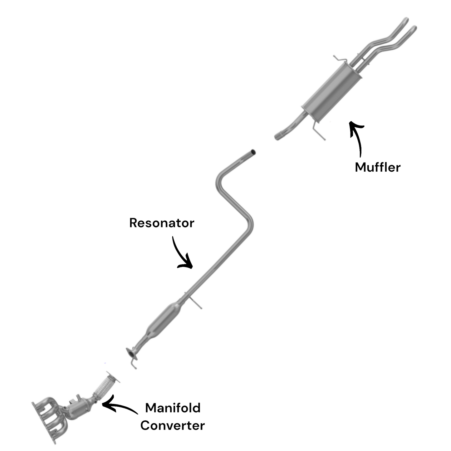 Ford Fiesta 1.6L (2011-2019) (Hatchback) Manifold Converter, Resonator and Muffler
