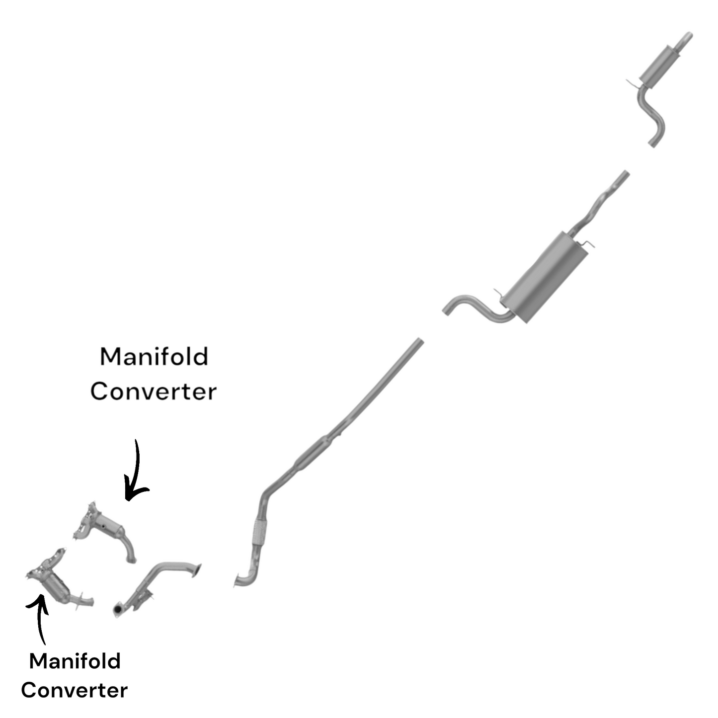 Convertisseur de collecteur arrière, tuyau en Y, tuyau flexible avec résonateur, silencieux intermédiaire et résonateur pour Dodge Grand Caravan 4.0L (2008-2010)