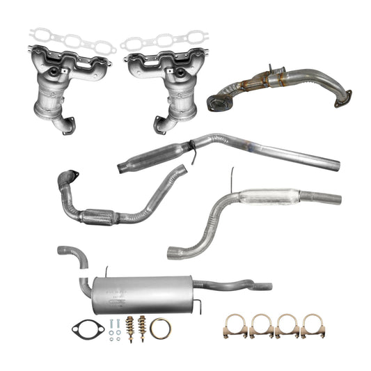 Volkswagen Routan 4.0L (2009-2010) Collecteur d'échappement arrière, tube en Y, tuyau flexible avec résonateur, silencieux intermédiaire et résonateur