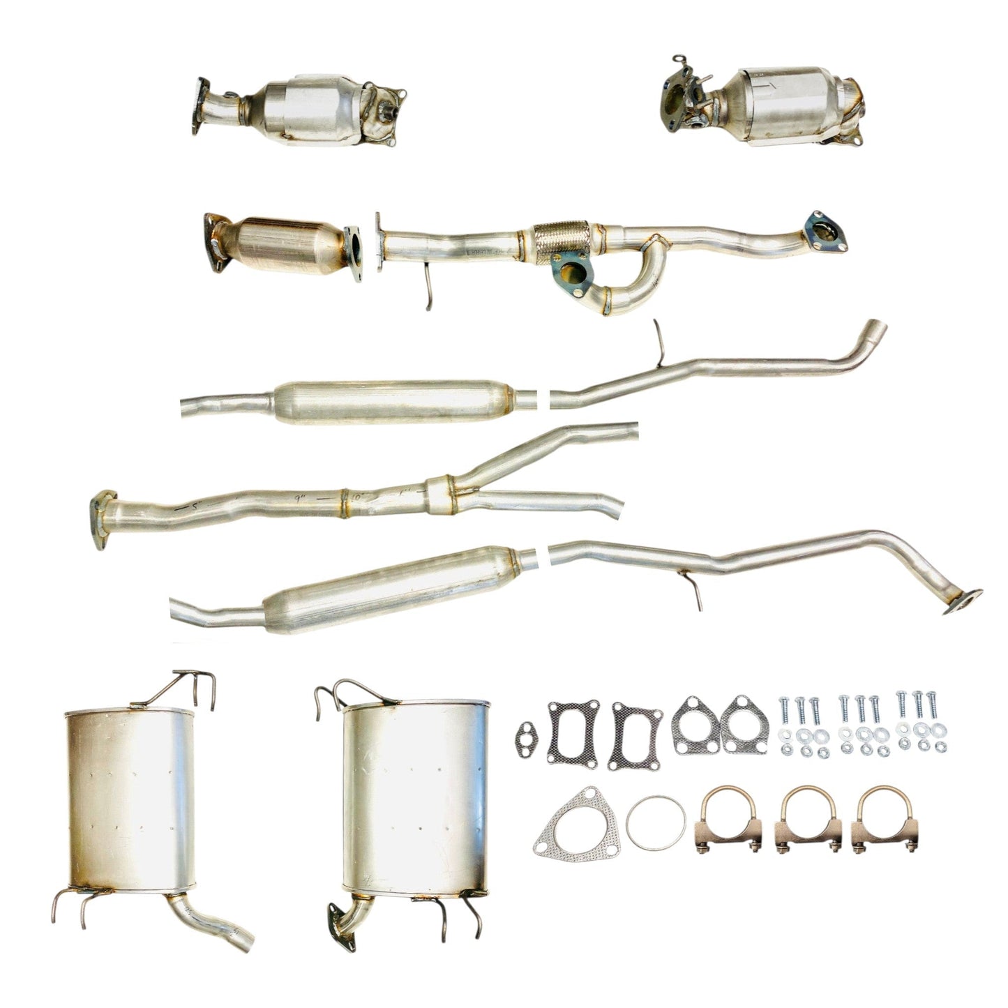 Honda Accord Crosstour 3.5L (2010-2011) (AWD) Manifold Converters, Flex Pipe, Rear Converter, Resonator y pipe with Right muffler and Left muffler