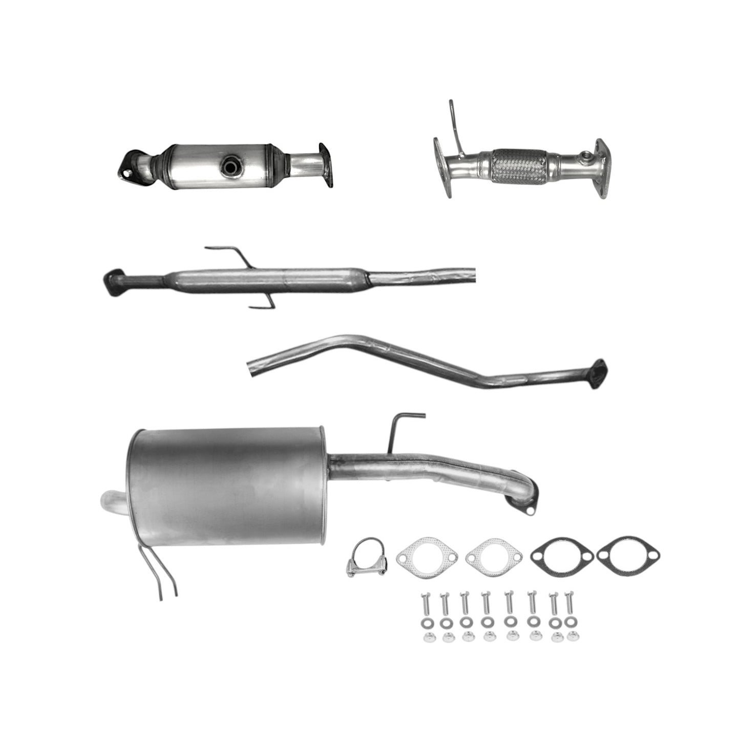 Kia Forte 2.0L Hatchback 2011-2013 Flex Pipe, Catalytic Converter with O2 Sensor, Resonator and Muffler