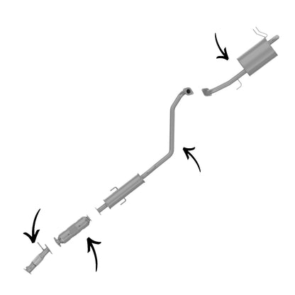 Kia Forte 2.0L Hatchback 2011-2013 Flex Pipe, Catalytic Converter with O2 Sensor, Resonator and Muffler