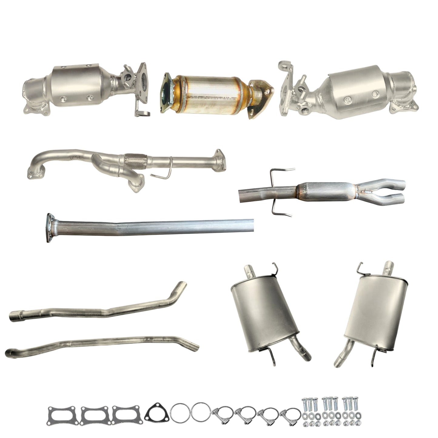Honda Pilot 3.5L (2009-2015) Manifold Converters, Flex y pipe, Rear converter, Resonator, Both pipes and Both side Mufflers