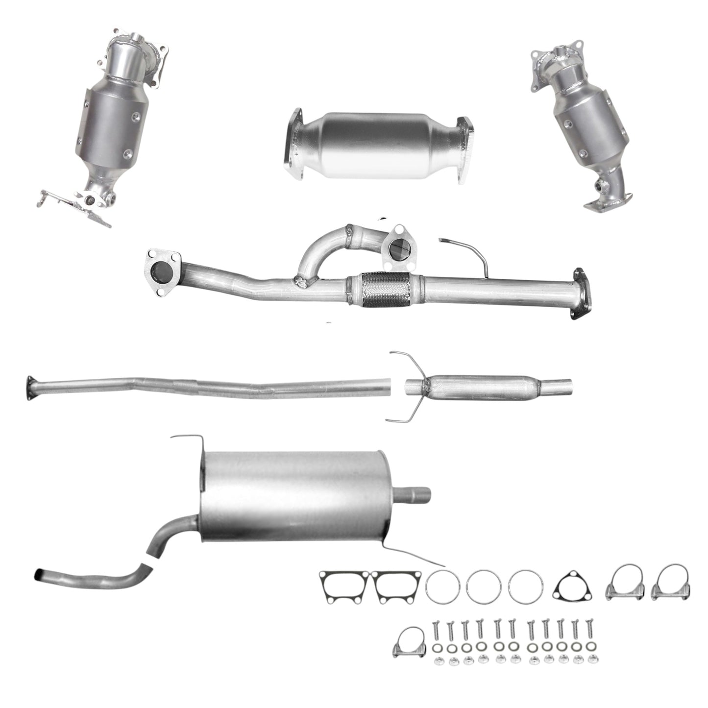 Honda Ridgeline 3.5L (2009-2014) Manifold Converters, Y-Flex Pipe, Rear Converter, Pipe, Resonator and Muffler