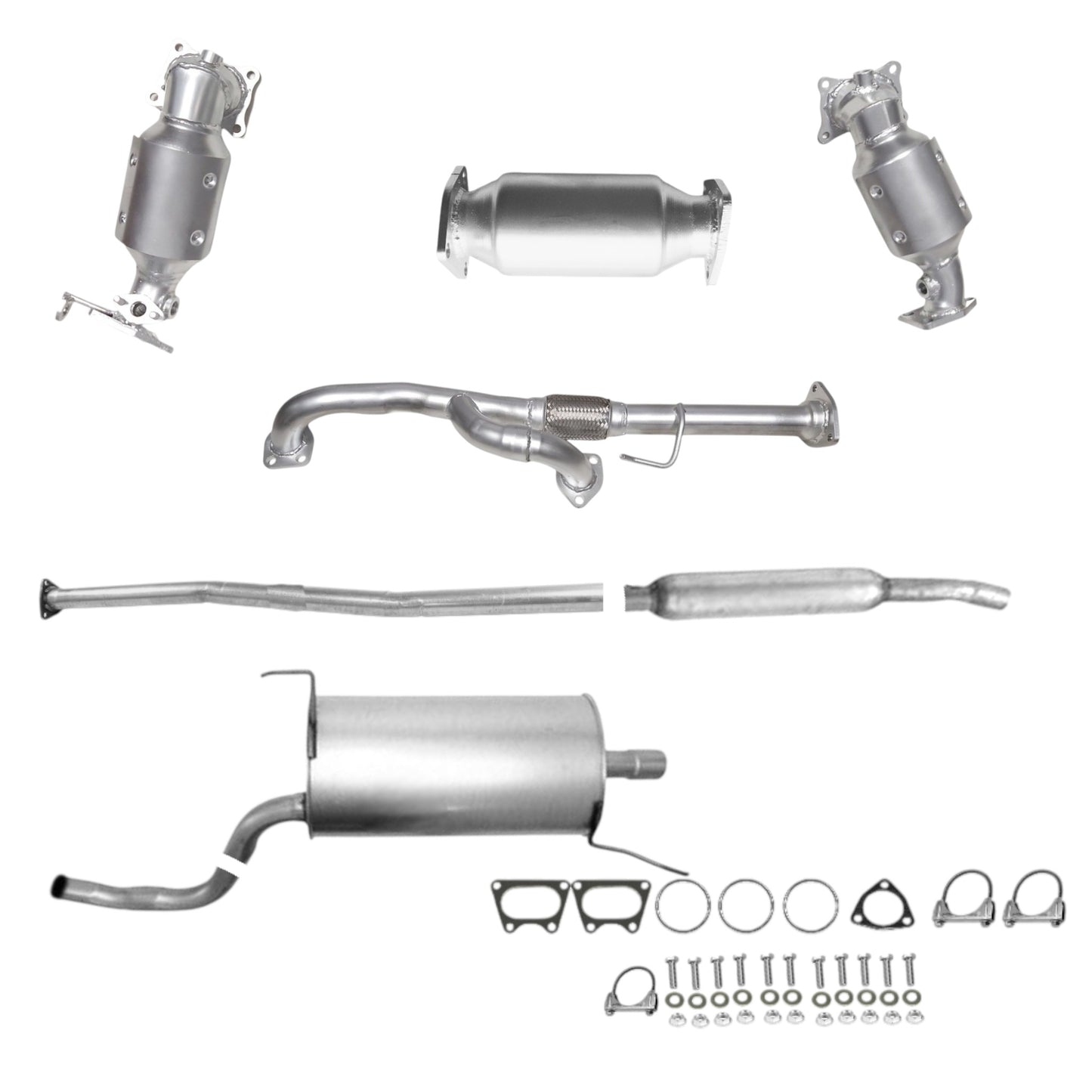 Honda Ridgeline 3.5L (2009-2014) Manifold Converters, Y-Flex Pipe, Rear Converter, Pipe, Resonator and Muffler