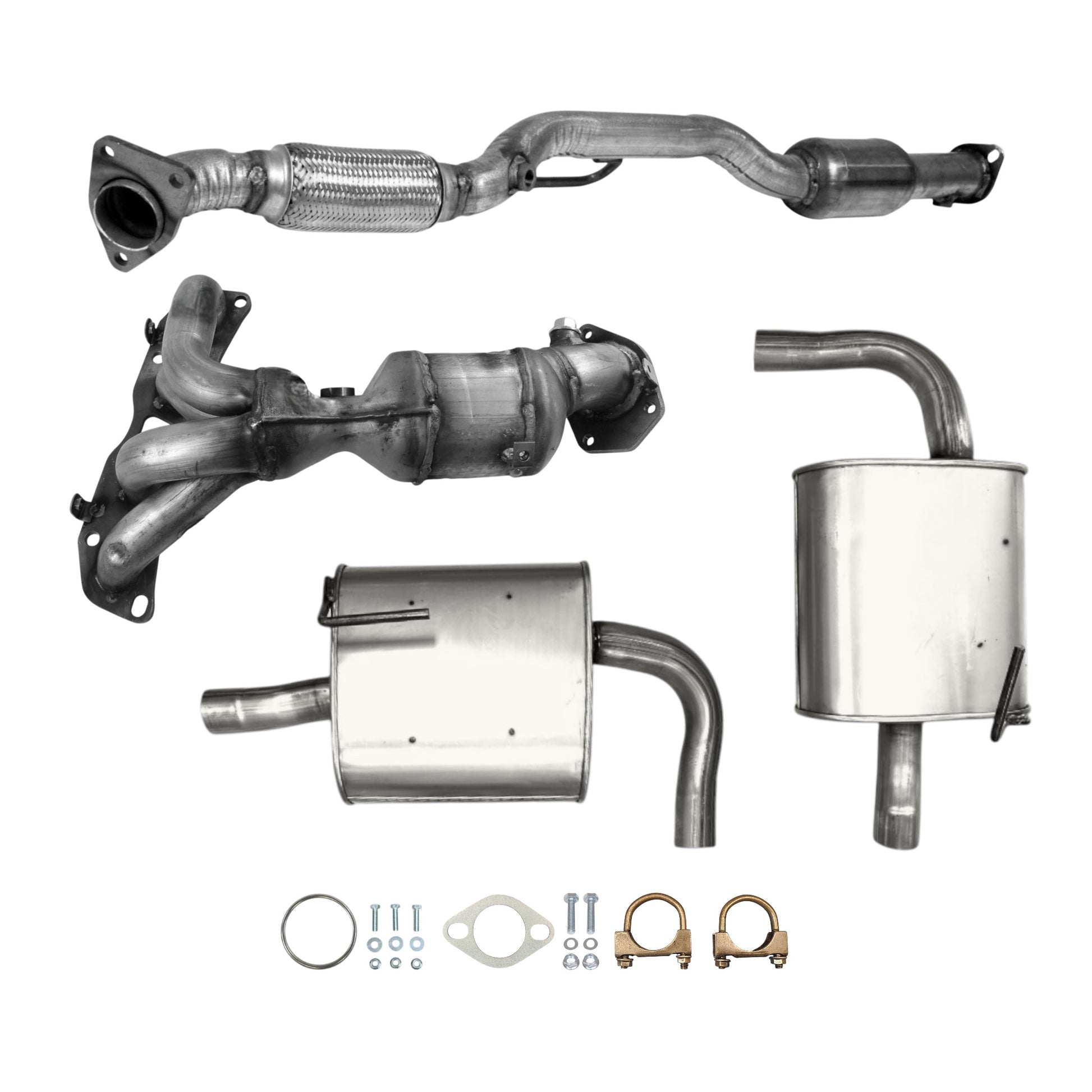 Nissan Altima 2.5L (2013-2018) (Sedan Only) Manifold Converter, Catalytic Converter with Flex, Right & Left Mufflers