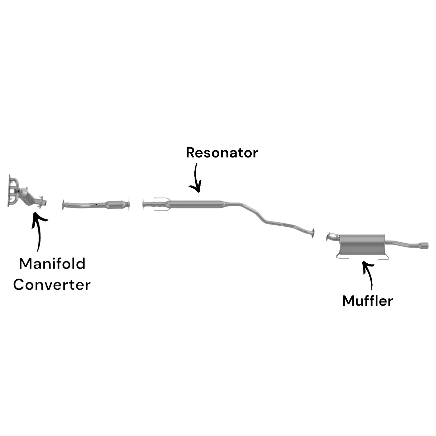 Nissan Sentra 1.8L (2013-2017) (SR sub-model Only) (California Emissions System) Manifold Converter, Resonator and Rear Muffler