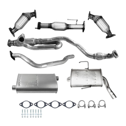 Chevrolet Traverse 3.6L (2009-2017) (Single Exhaust) Catalytic Converters (Set of 3), Y-Pipe with Flex, Middle Pipe, Muffler and Resonator