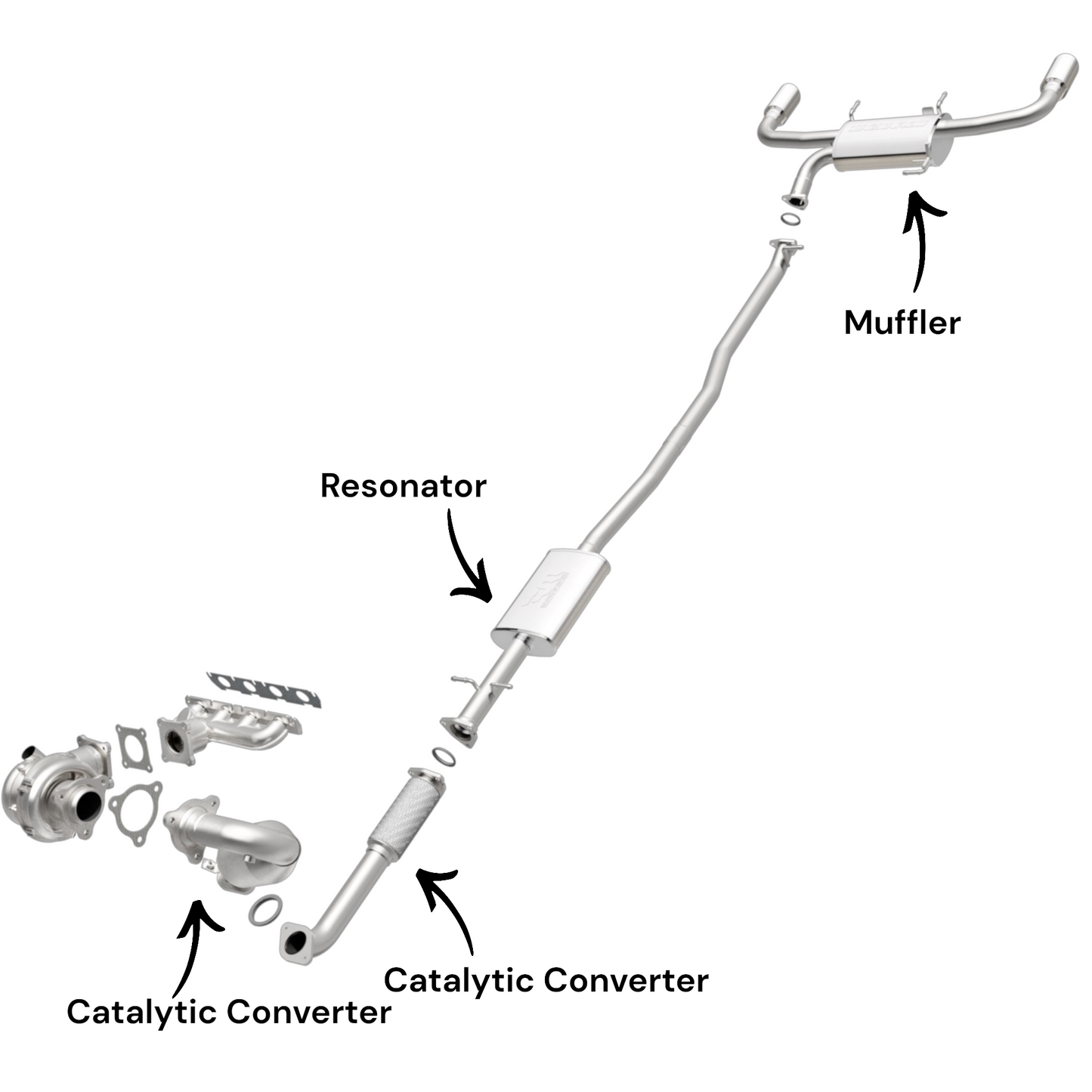Acura RDX 2.3L (2010-2012) Manifold Converter, Catalytic Converter, Resonator with Pipe and Muffler
