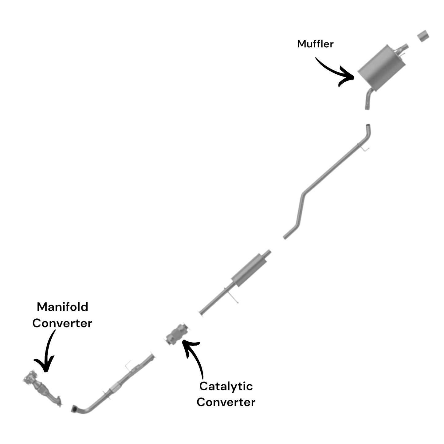 Honda Accord 2.4L (2013-2017) (Manual Trans.) Manifold Converter, Catalytic Converter and Rear Muffler
