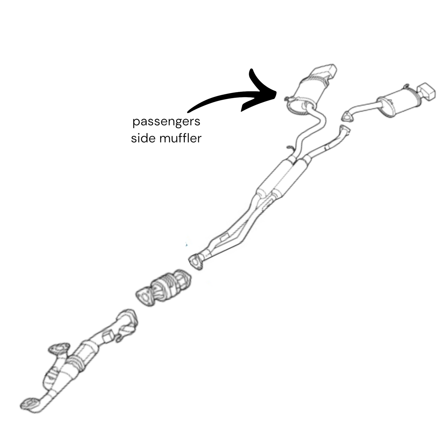 Acura TL SH-AWD 3.6L 2012-2014 Passengers side muffler (right side)