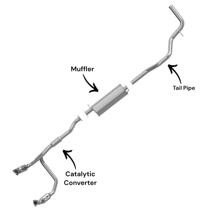 Convertisseur catalytique, silencieux et tuyau d'échappement pour Chevrolet Express 3500 6.0L (2011) (empattement de 135 pouces) (non turbo).
