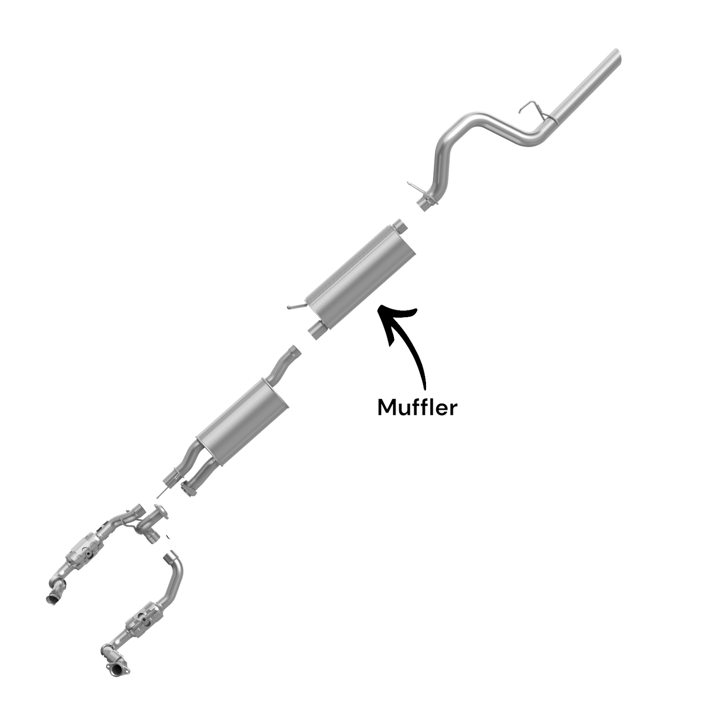 Ford F-350 Super Duty 6.2L (2011-2017) (Standard Cab Pickup With Long Bed) Rear Muffler 