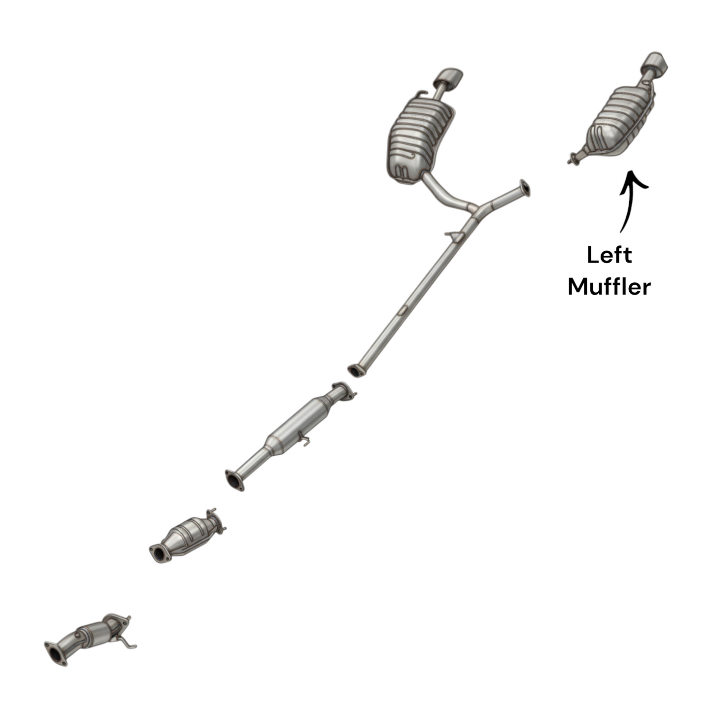 Kia Optima 2.4L 2011-2013 (Fabrication coréenne uniquement) Silencieux latéraux avec collecteur en Y