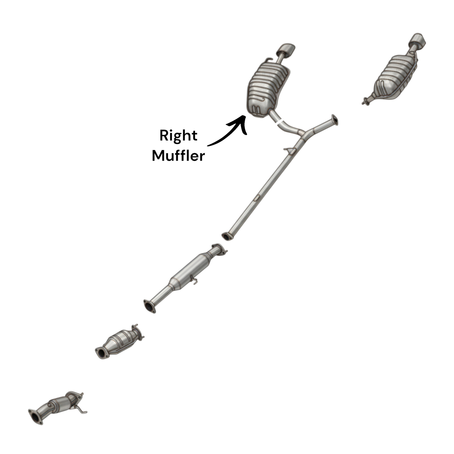 Kia Optima 2.4L 2011-2013 (Fabrication coréenne uniquement) Silencieux latéraux avec collecteur en Y