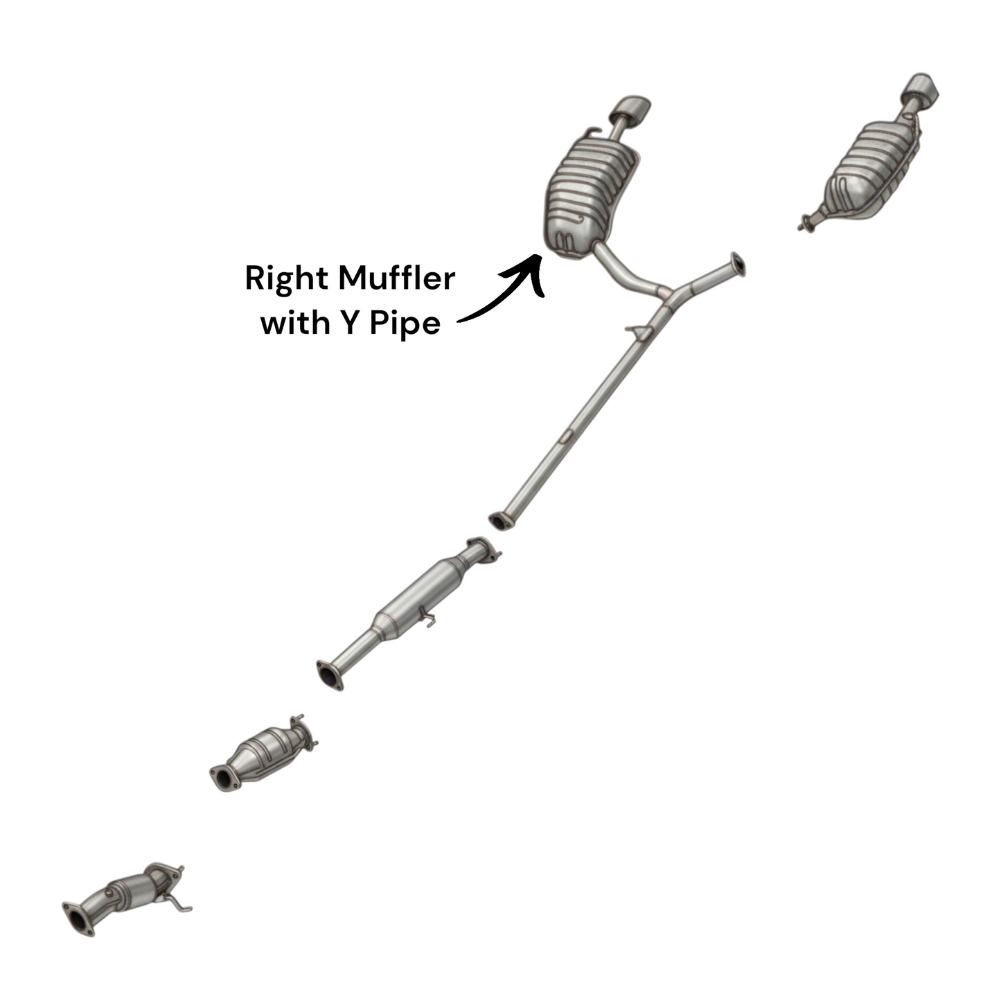Kia Optima 2.4L 2011-2013 (Fabrication coréenne uniquement) Silencieux latéraux avec collecteur en Y