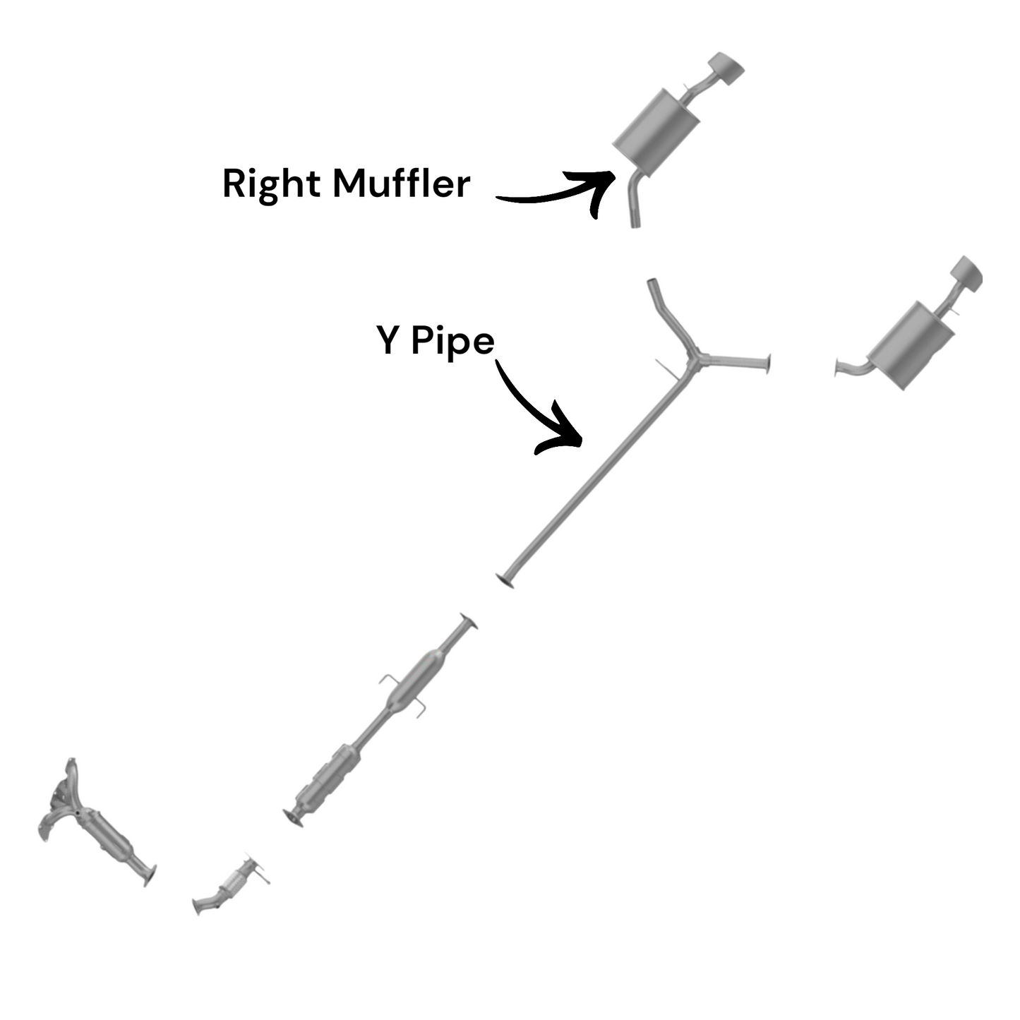 Silencieux gauche et droit avec tuyau en Y pour Hyundai Sonata 2.0L (2011) (Turbo)