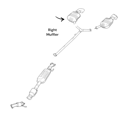 Hyundai Sonata 2.4L 2015-2017 Right Side Muffler Dual outlet
