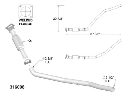 Fits 2001 To 2004 Chrysler Town and country 3.8L Catalytic Converter with Flex