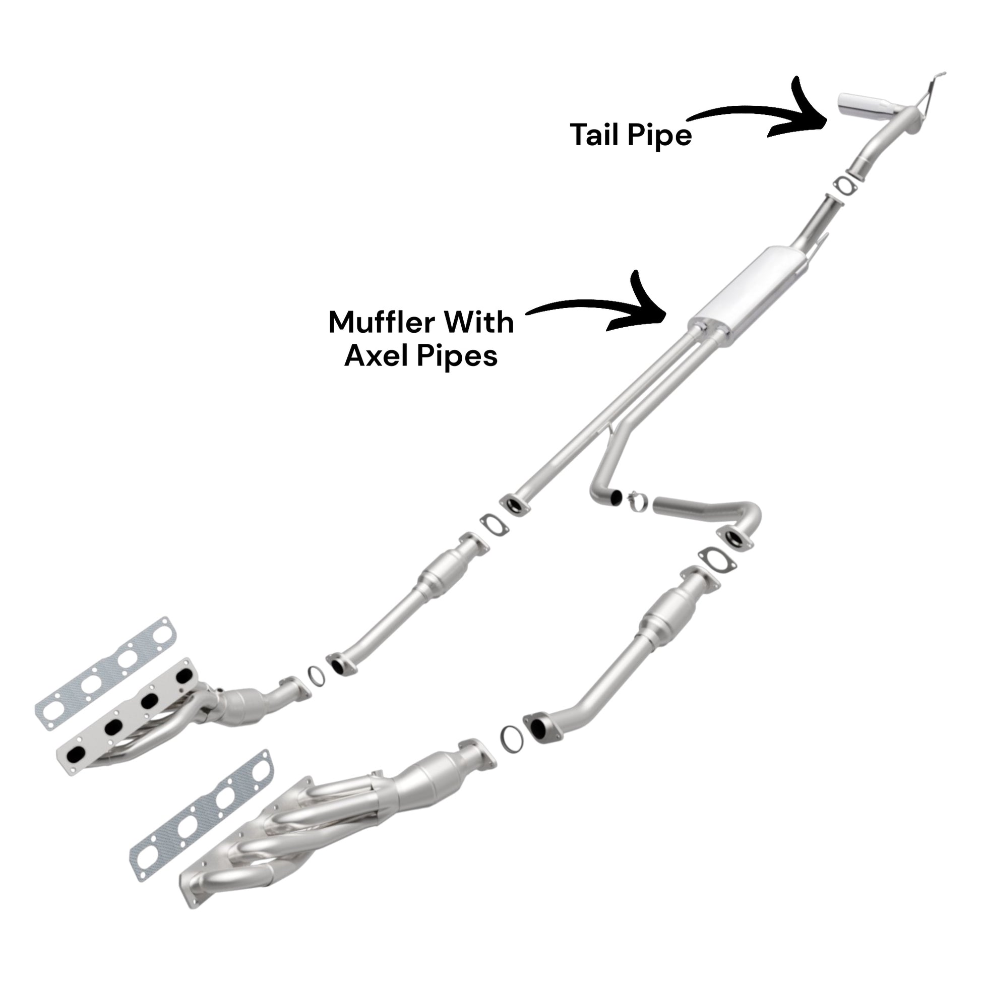 Nissan Titan 5.6L (2007-2015) (139.8" Wheelbase) Muffler With Axel Pipes & Tail Pipe