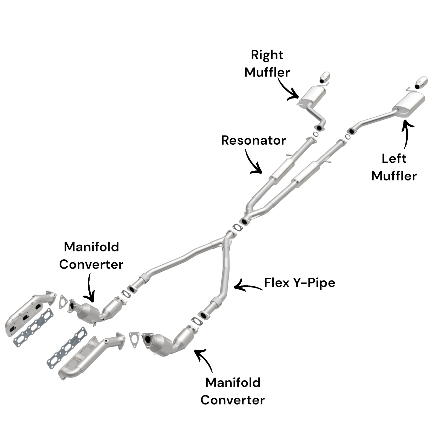 Infiniti M35 3.5L (2006-2008) Manifold Converters, Flex Y-Pipe, Resonator and Both Side Mufflers