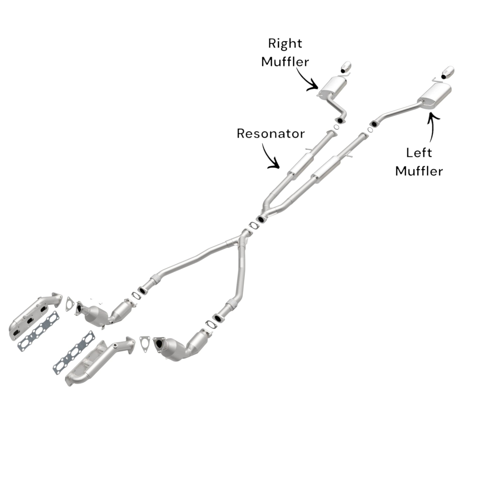 Infiniti M45 4.5L (2006-2010) Y pipe Resonator, Left And Right Side Muffler.