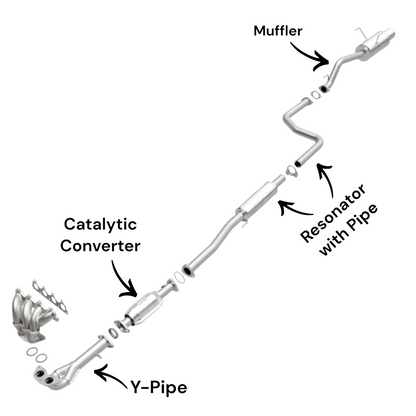 Honda Civic 1.6L (1999-2000) (Except: SI Sub Model Only) Y-Pipe, Catalytic Converter, Resonator and Muffler