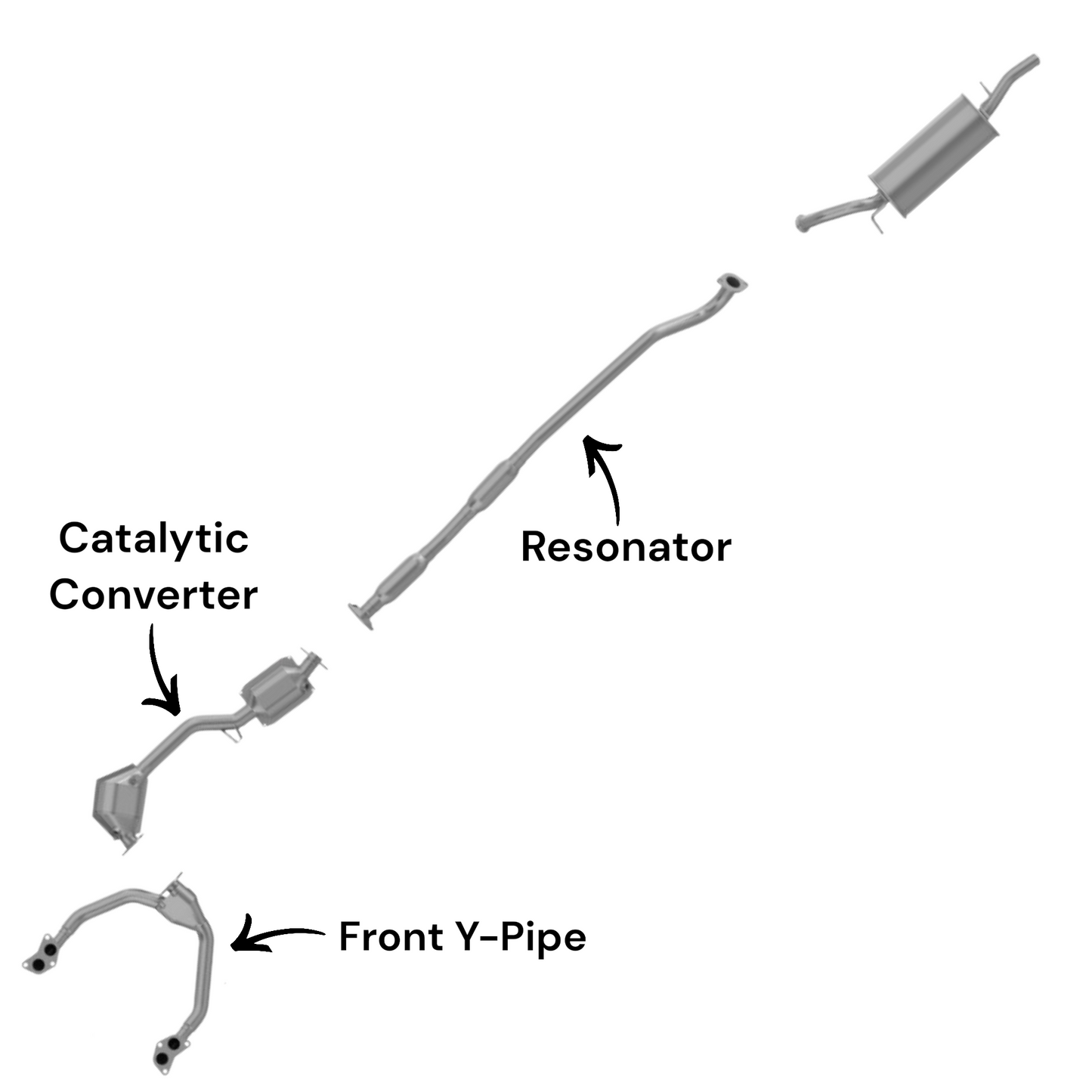 Subaru Baja 2.5L (2003) (Non-Turbo) Front Y-Pipe, Catalytic Converter and Resonator