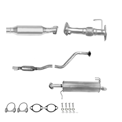 Kia Rio 1.6L (2012-2017) (Hatchback) Collecteur d'échappement, tuyau flexible, convertisseur catalytique, résonateur et silencieux