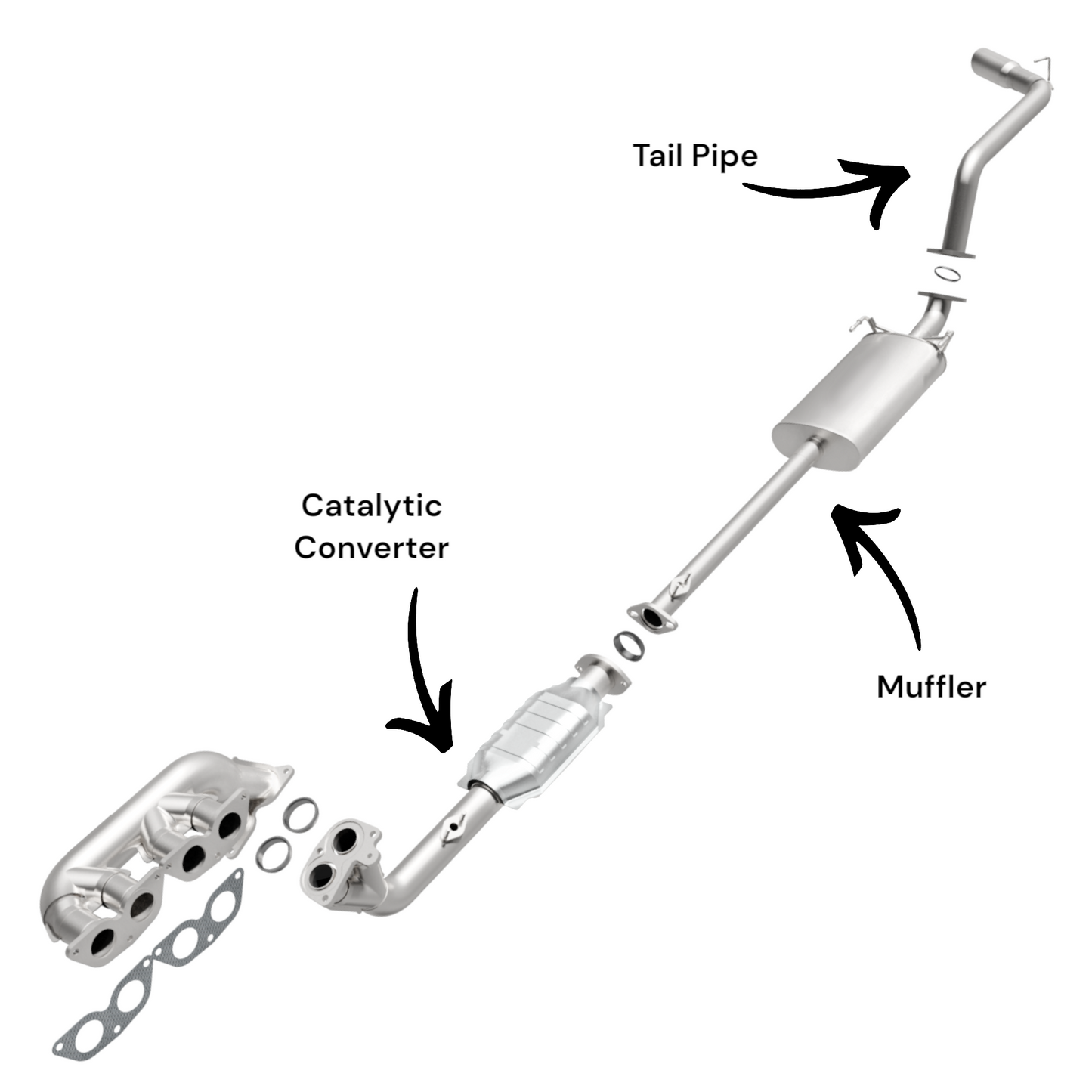 Toyota 4Runner 3.4L (1996-2000) Converter and Muffler with Tail pipe