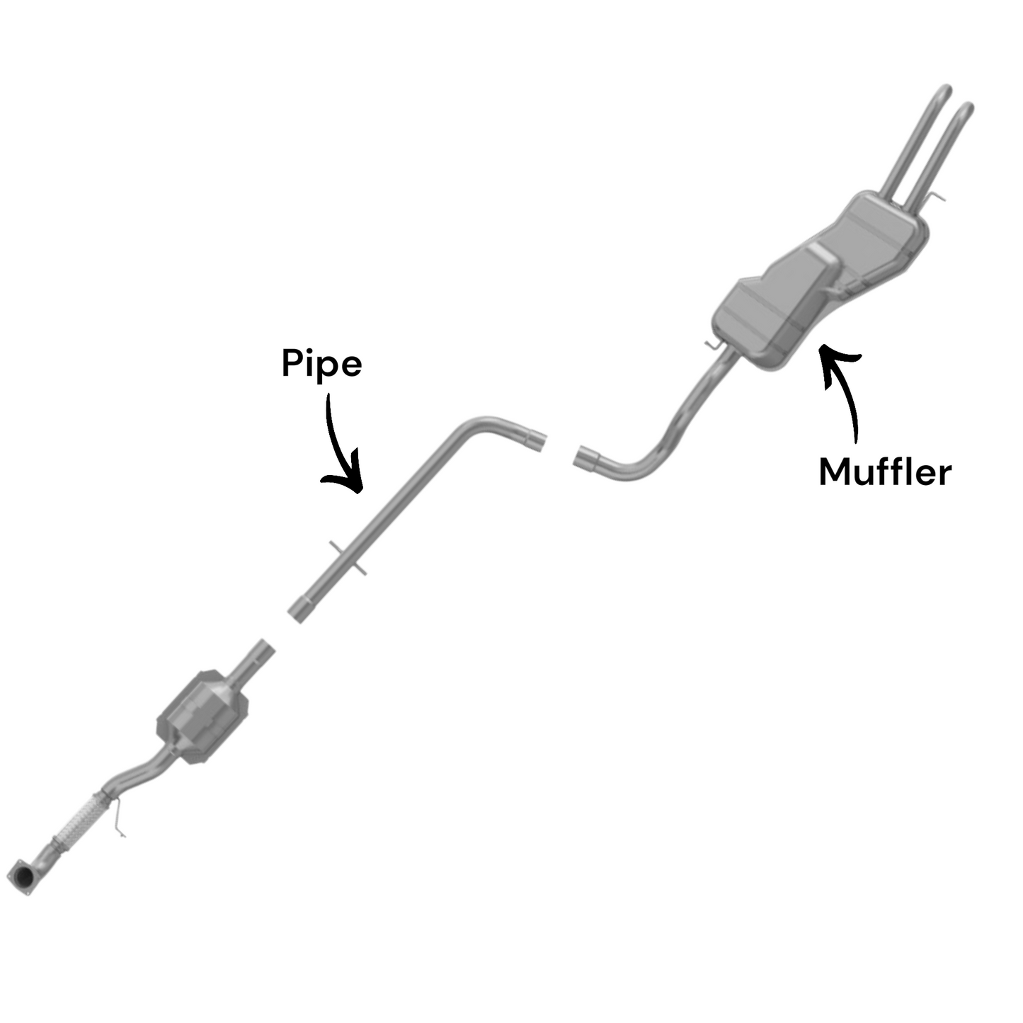Volkswagen Jetta 1.9L (1999-2005) (Turbo DIESEL) Pipe and Rear Muffler