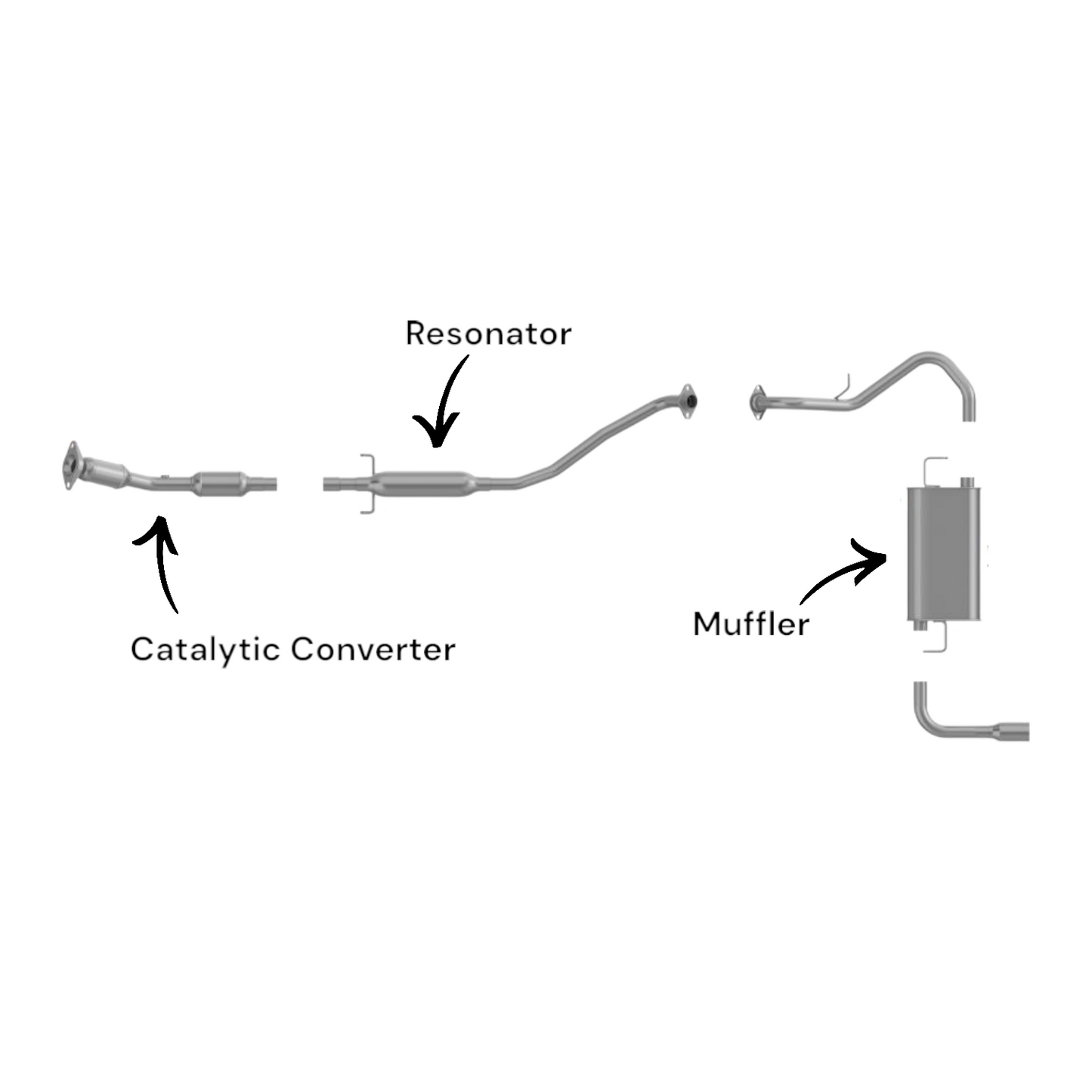 Toyota Matrix 1.8L (2003-2008) FWD Catalytic Converter, Resonator & Muffler