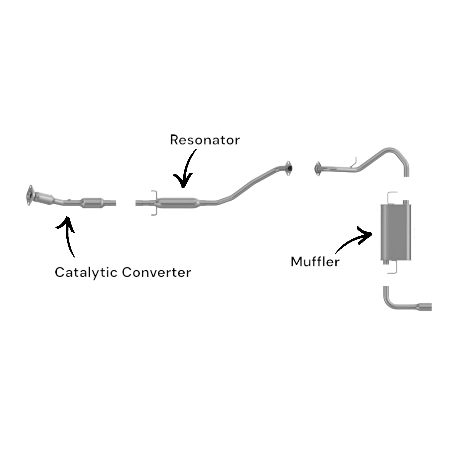 Toyota Matrix 1.8L (2003-2008) FWD Catalytic Converter, Resonator & Muffler