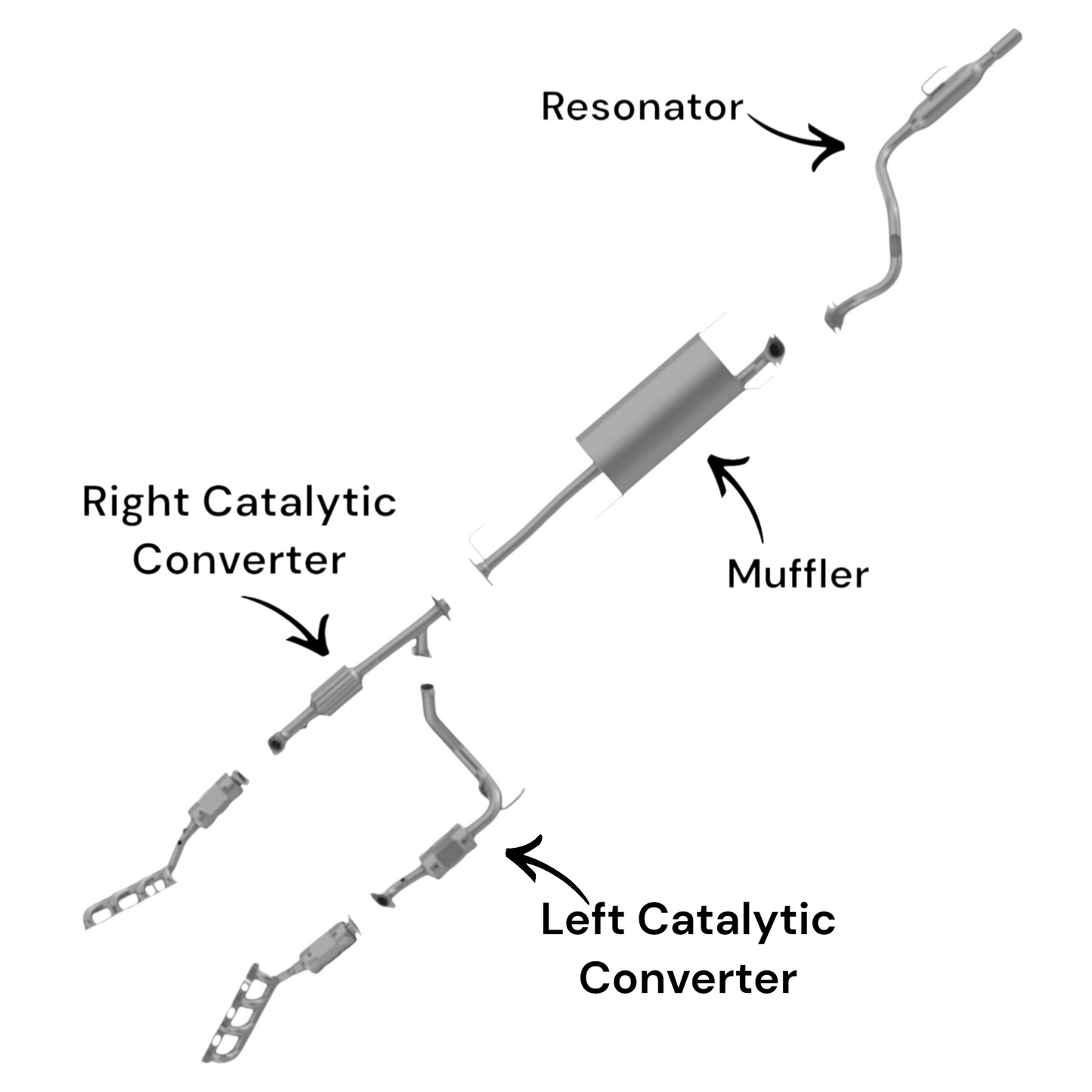 Lexus GX460 4.6L (2010-2016) Catalytic Converters, Muffler and Resonator