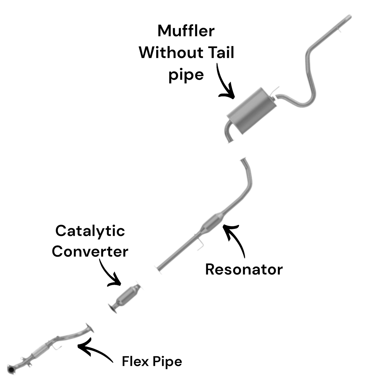 Hyundai Elantra 2.0L (2007-2012) (Only for ULVE) (With Federal Emissions System) Flex Pipe, Catalytic Converter, Resonator and Muffler without Tail Pipe