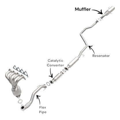Kia Soul 2.0L (2010-2011) Flex Pipe, Converter, Resonator and Muffler