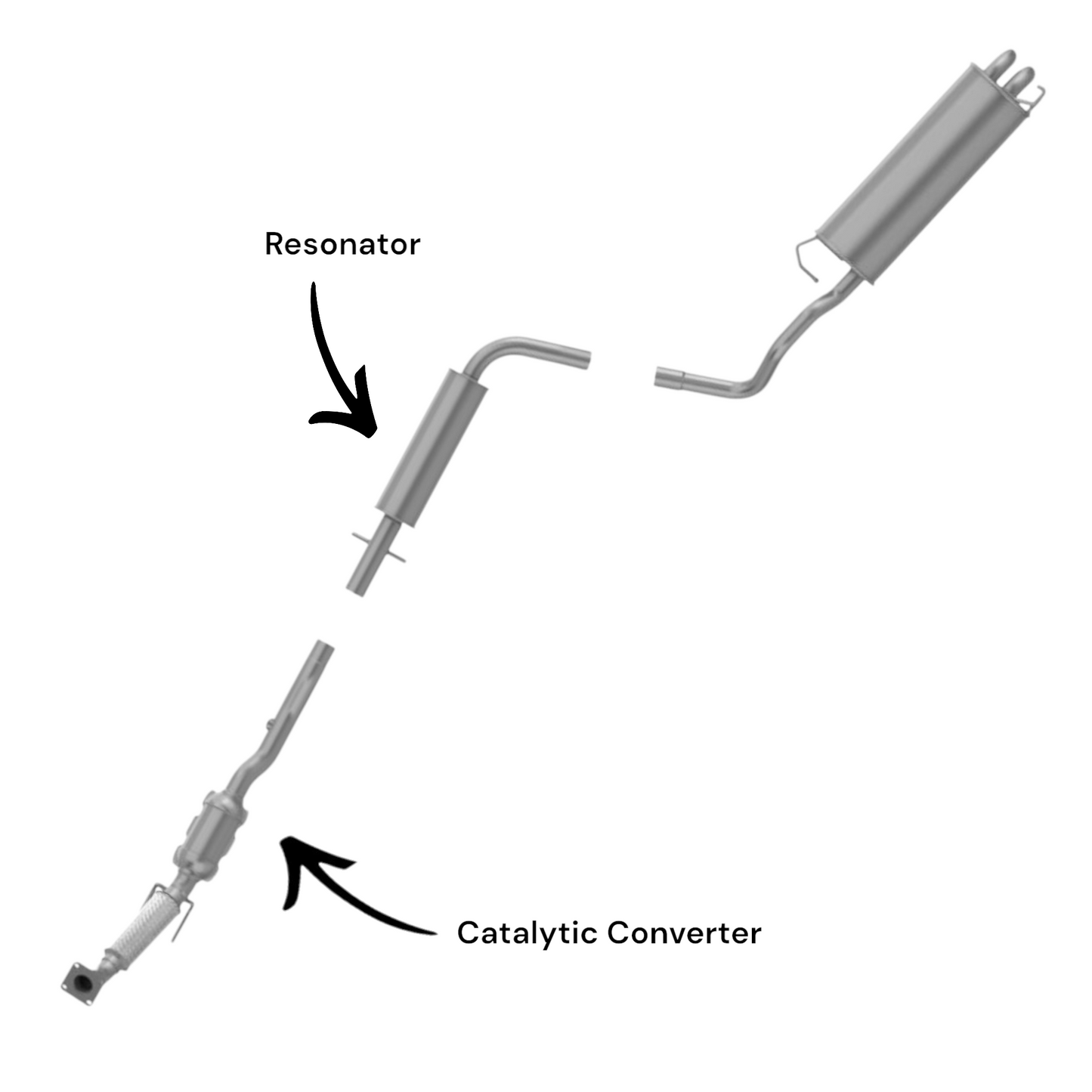 Volkswagen Golf City 2.0L (2007-2009) Catalytic Converter and Resonator
