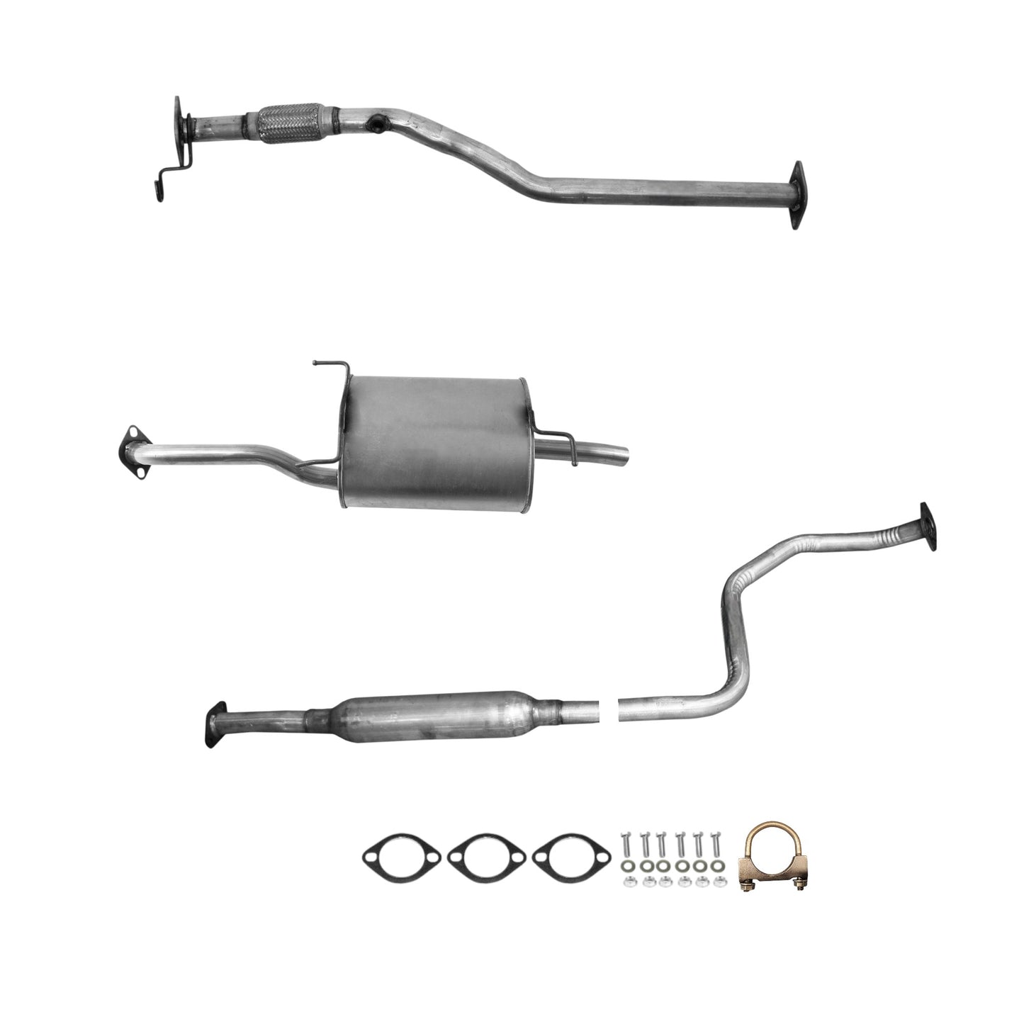 Hyundai Accent 1.5L (2000-2002) and 1.6L(2001-2005) Flex Pipe, Resonator and Muffler