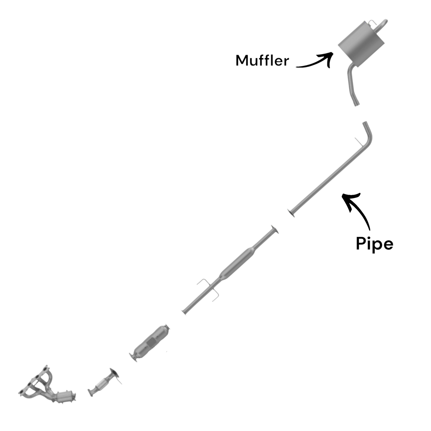 Hyundai Sonata 2.4L (2006-2010) Pipe with Rear Muffler