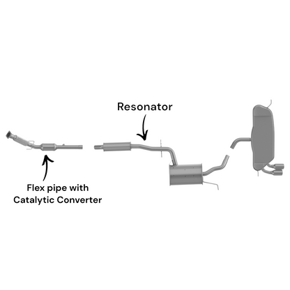 Volkswagen Rabbit 2.5L (2006-2009) (Federal Emissions Only) Flex Pipe with Catalytic Converter and Middle Resonator