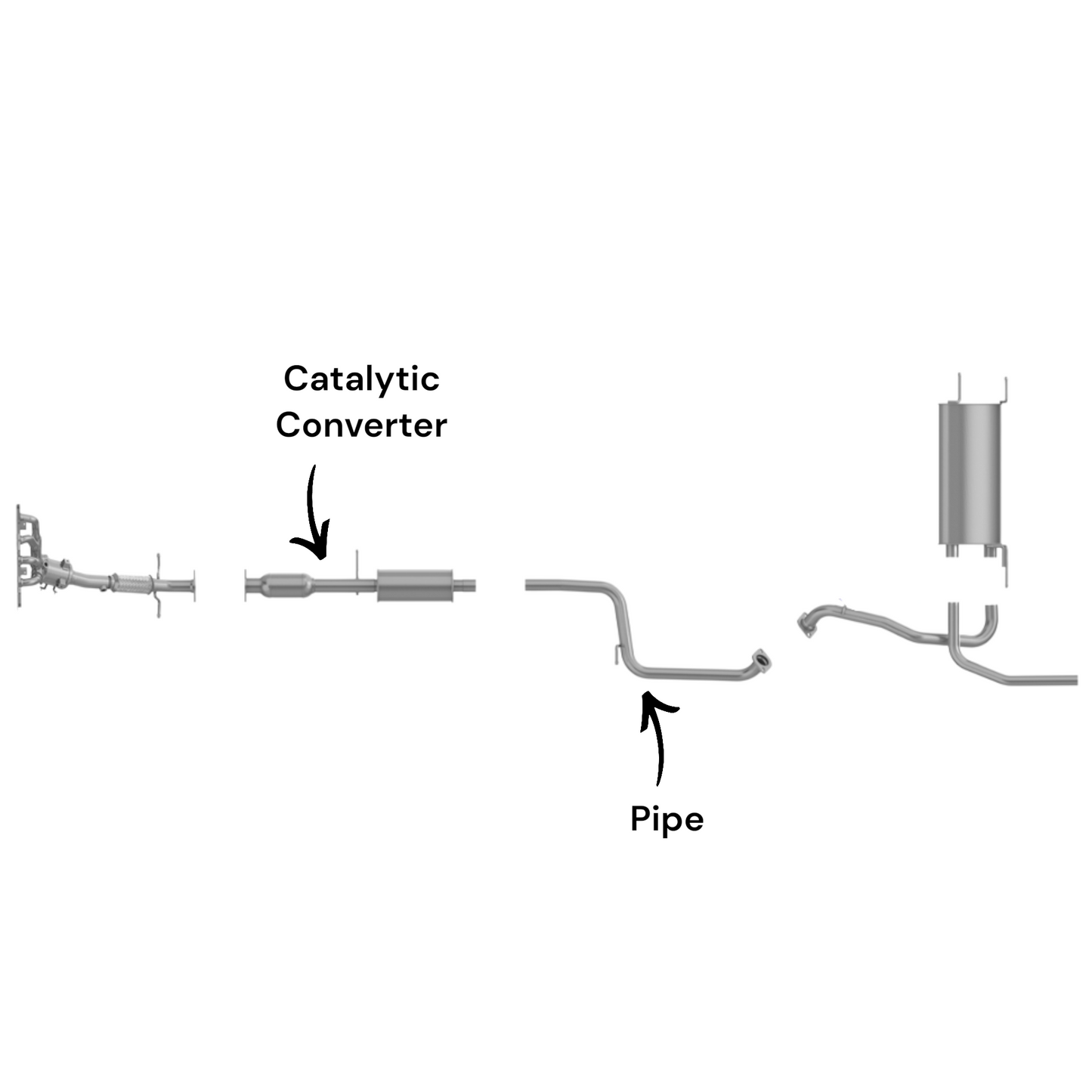 Convertisseur catalytique avec résonateur et tuyau arrière pour Mazda 3 2.0L et 2.5L (2010-2013).